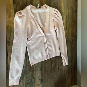 AUTUMN CASHMERE PINK PUFF SLEEVE CARDIGAN. XS. 🩷